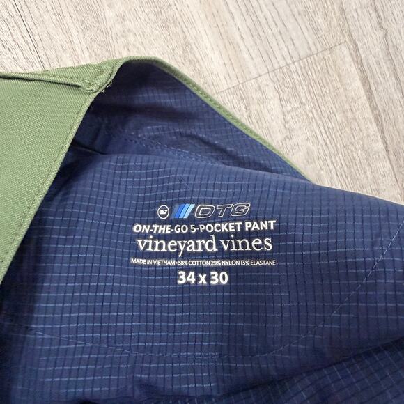 Vineyard Vines Performance On-The-Go 5-Pocket Pants Men's 34x30 Green Chino - Picture 5 of 10